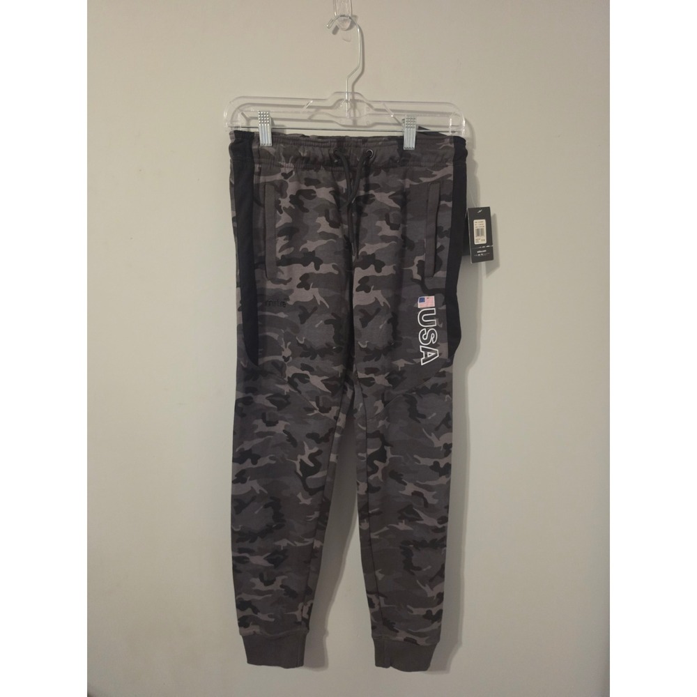 Mitre Joggers Boys L 14/16 Black Camo USA Soccer Athletic Sweatpants BC40087